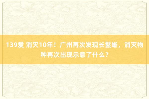 139爱 消灭10年！广州再次发现长鬣蜥，消灭物种再次出现示意了什么？