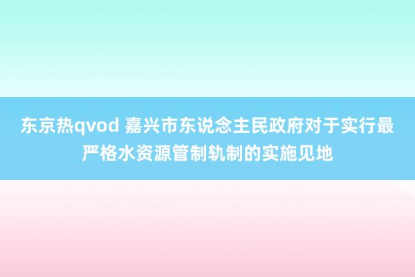 东京热qvod 嘉兴市东说念主民政府对于实行最严格水资源管制轨制的实施见地