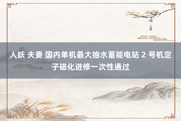 人妖 夫妻 国内单机最大抽水蓄能电站 2 号机定子磁化进修一次性通过